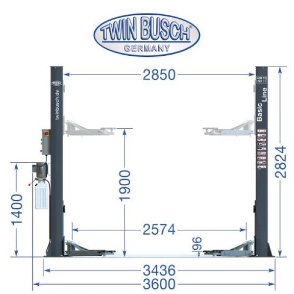 Twin Busch 2 Säulen Hebebühne TW242M 4.2t – BASIC LINE – halbautomatische Entriegelung GREY-Line
